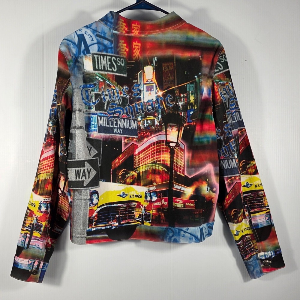 Impulse California Womens Medium NYC Times Square Photo Print Jacket Made in USA - Picture 4 of 11